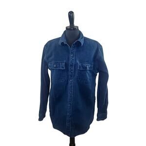 L.L. Bean Traditional Fit Button Down Heavy Flannel Shirt Top Blue M